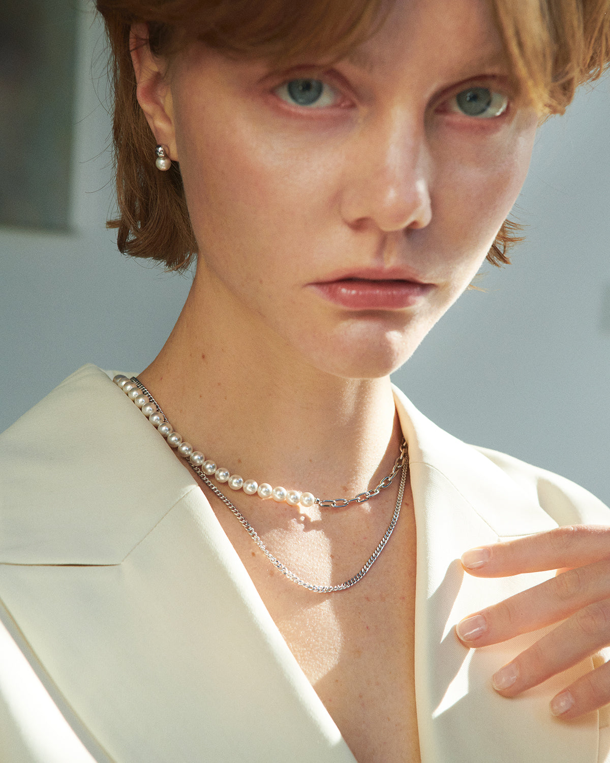 Pearl & Chain Necklace (S)