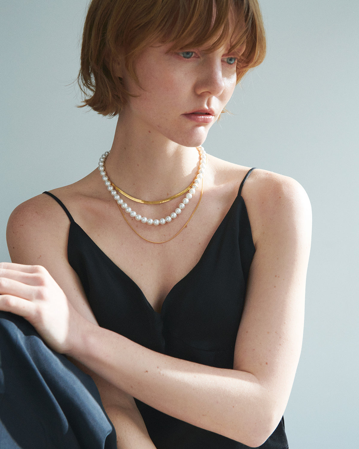 Pearl &amp; Chain Necklace (L)