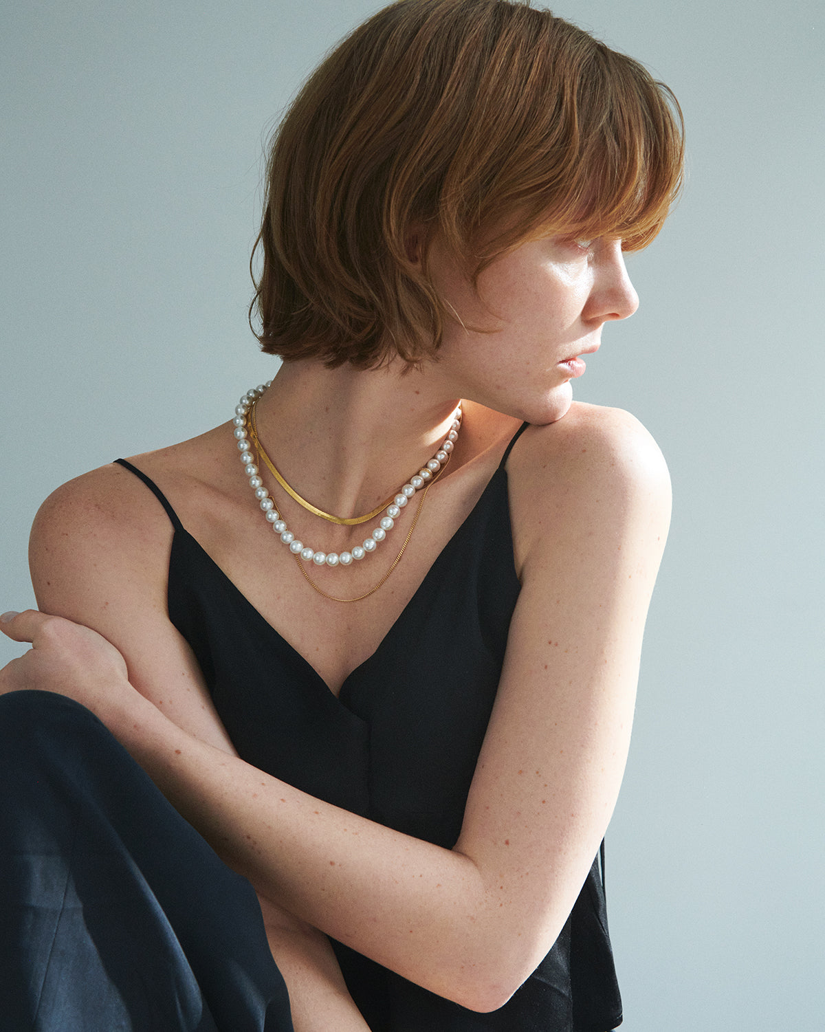 Pearl &amp; Chain Necklace (L)