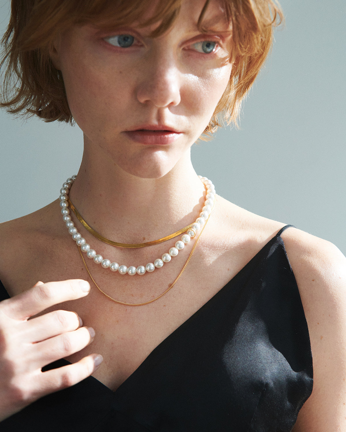 Pearl &amp; Chain Necklace (L)