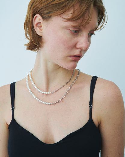 Pearl &amp; Chain Necklace (S)