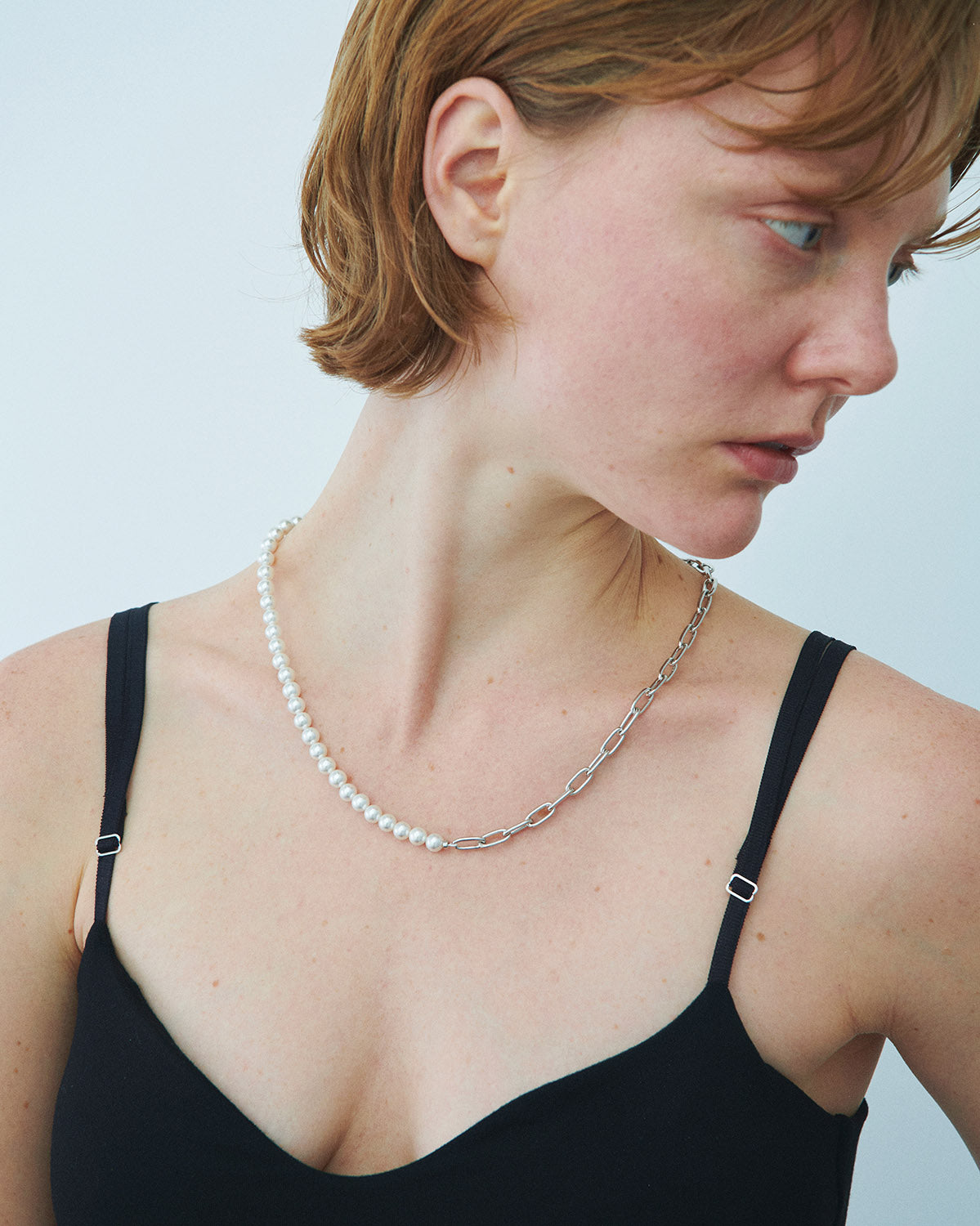 Pearl & Chain Necklace (L)