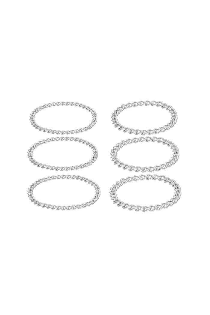 6Piece Set Ring Silver（S）